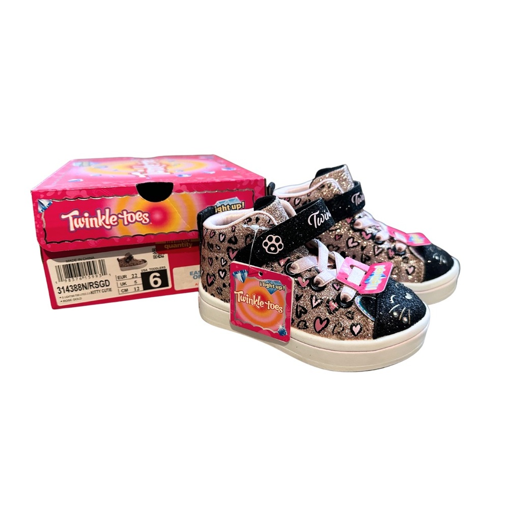 Sketchers Twinkle Toes Toddler High-Top Light Up Sneakers Size 6